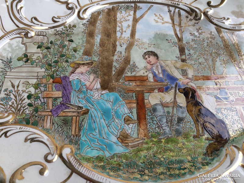 Hand-painted scene of antique faience wall bowl
