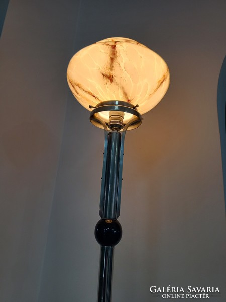 Art deco floor lamp lamp with marble-patterned glass cover