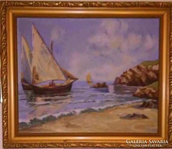 Ismeretlen festő - Dalmát tengerpart - impresszionista festmény