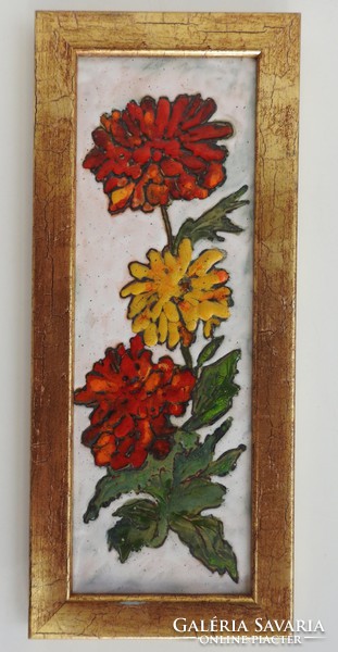 Weaver Anna Jolán: flowers - fire enamel image