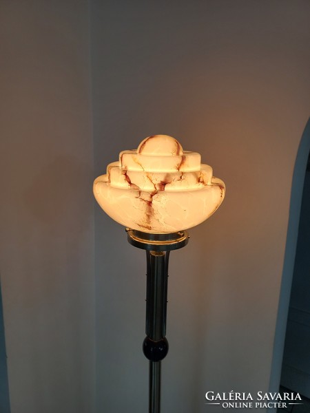 Art deco floor lamp lamp with marble-patterned glass cover