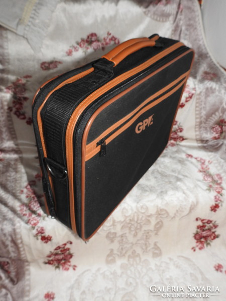 Gpa suitcase shaped canvas and leather hand luggage bag