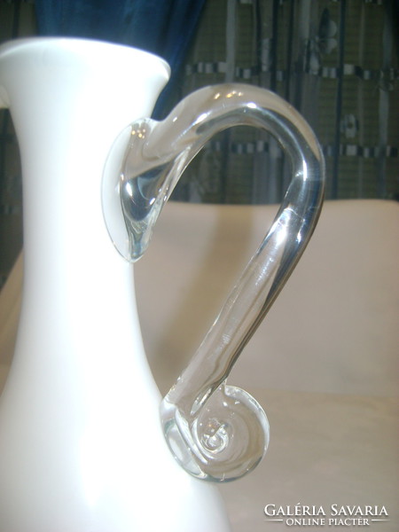 Snow-white glass jug and vase