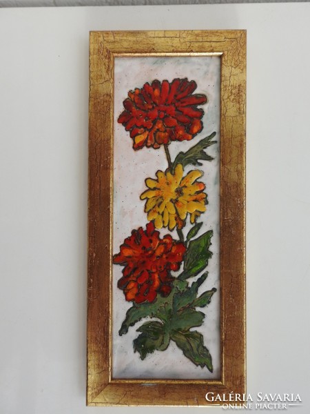Weaver Anna Jolán: flowers - fire enamel image