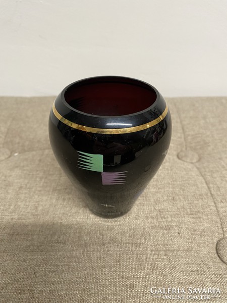 Ornate small glass vase