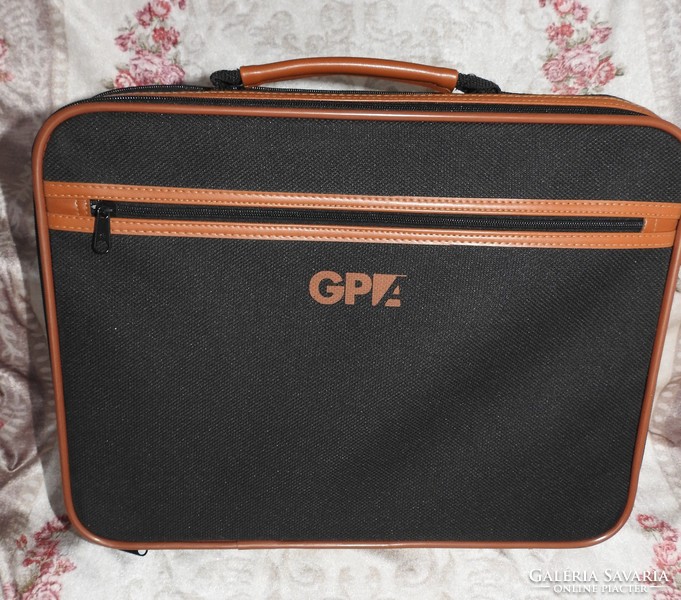 Gpa suitcase shaped canvas and leather hand luggage bag