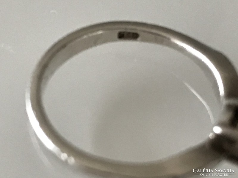 Ezüst soliter gyűrű cirkonia kővel, 17,5 mm belső átmérő