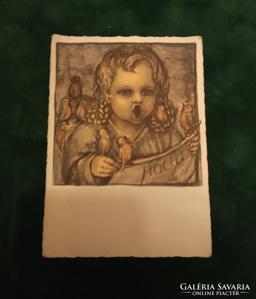 7db antik litográfia figurális képeslap szecessziós1920-as + 30-as évekből, színes, 7 postatiszta