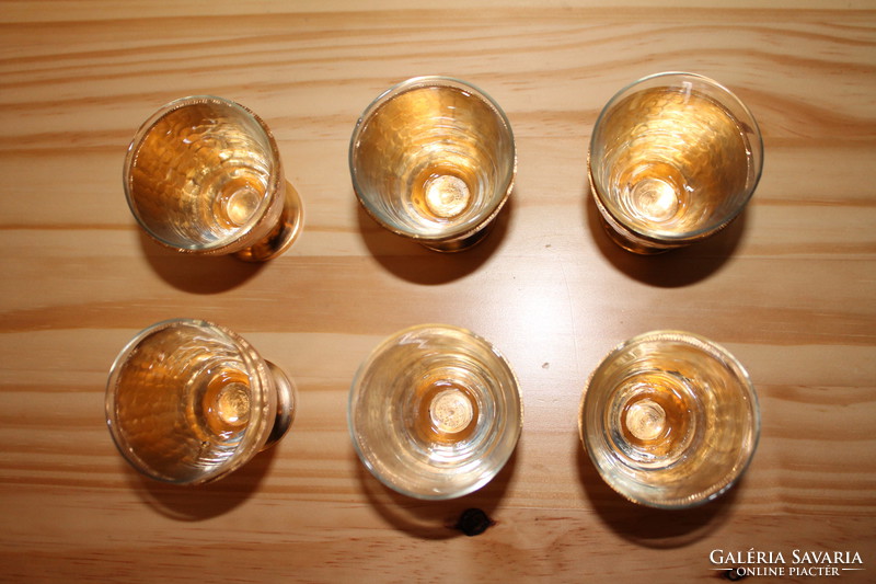 Hat darab retro fém pohár üveg betéttel  RETRO