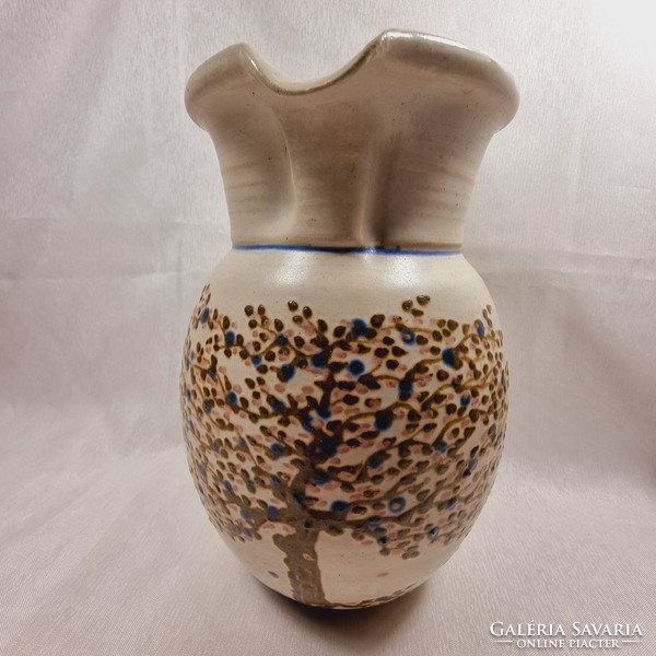 Painted-glazed ceramic jug with wooden pattern xx.Szd second half