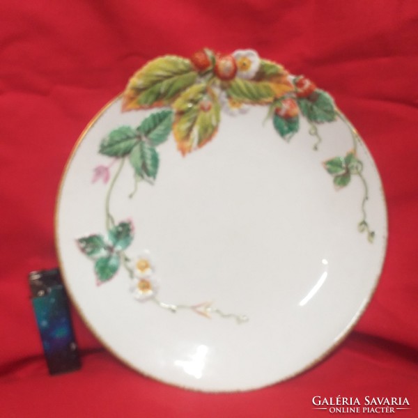 Old English relief ceramic plate with fruit pattern, offering bowl. Register mark 1877.