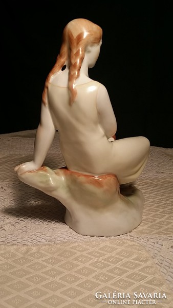 Zsolnay porcelain figurine: reading girl - flawless