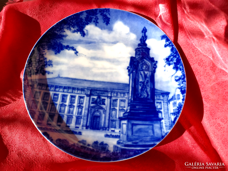 Beautiful blue painted porcelain decorative plate