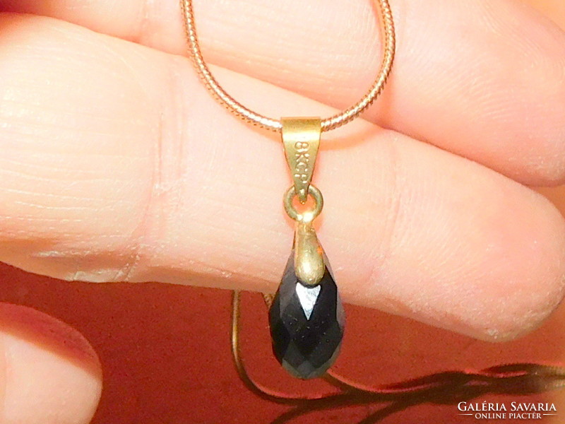 Swarovski midnight shiny crystal drop gold gold filled necklace