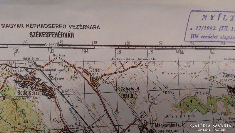 1942.évi koordináta rendszer Magyar Néphadsereg Vezérkara FELOLDOTT TITKOS térkép ,6  magyar város