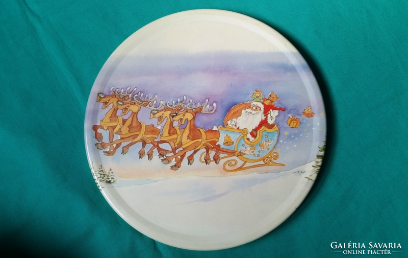 Régi Télapós karácsonyi sütis  fémdoboz, karácsonyi dekoráció  12 x x 23 cm