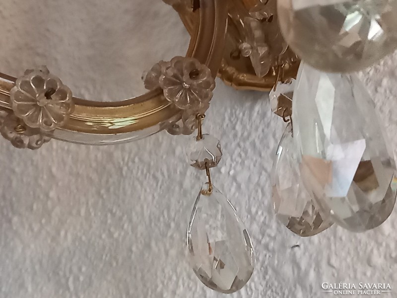 Retro, régi csehszlovák Lustry Kamenický Šenov kristály 3 ágú falikar, falilámpa
