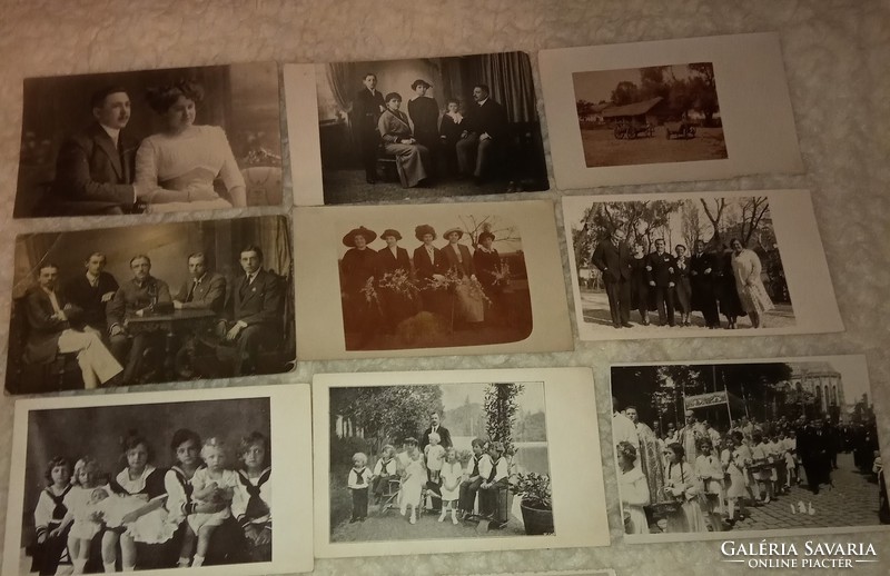 28 antique photo postcards, personal photos 1902-1943 black and white, 24 postal clean