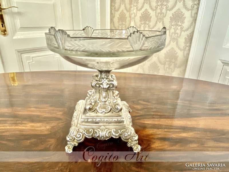 With antique Viennese silver serving glass