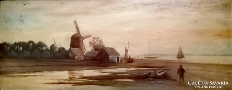 Exclusive antique oil painting. Turn of the Xix-xx century. Dutch atmosphere.