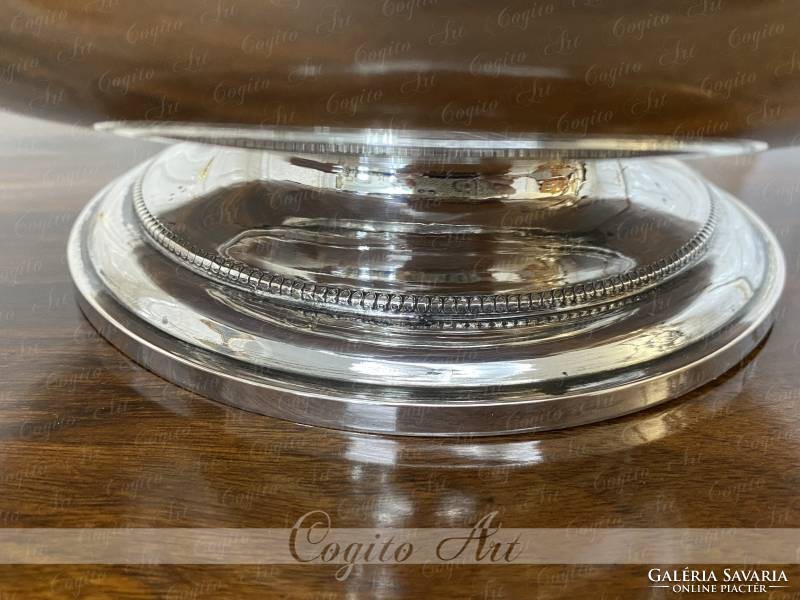 Art-deco serving platter with antique silver handles