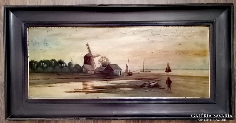 Exclusive antique oil painting. Turn of the Xix-xx century. Dutch atmosphere.