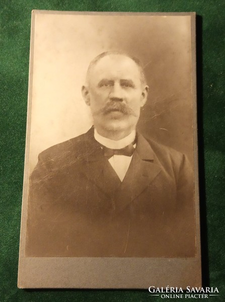 Antique cabinet photo business card, marked around 1890, portrait photo on hard board