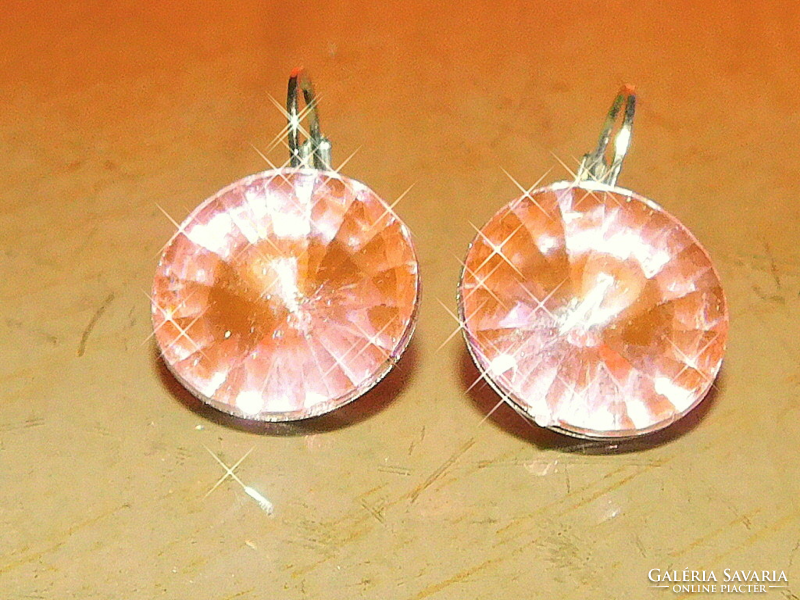 Giant polished pink crystal earrings