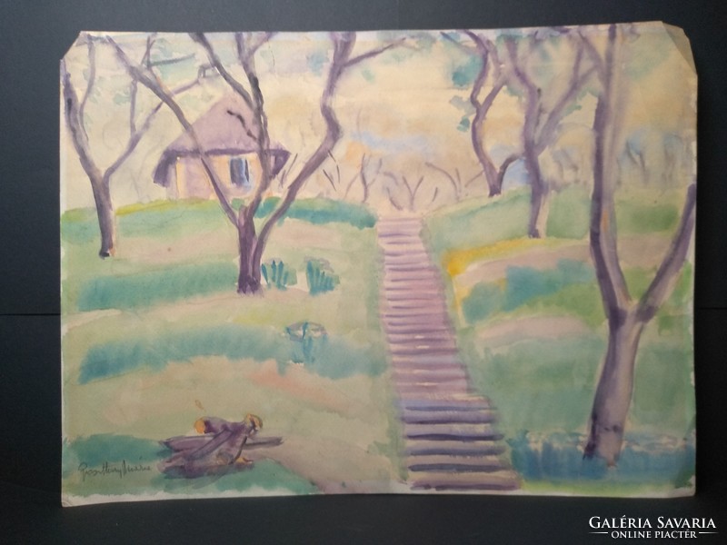 Staircase with unidentified sign (aquarell)