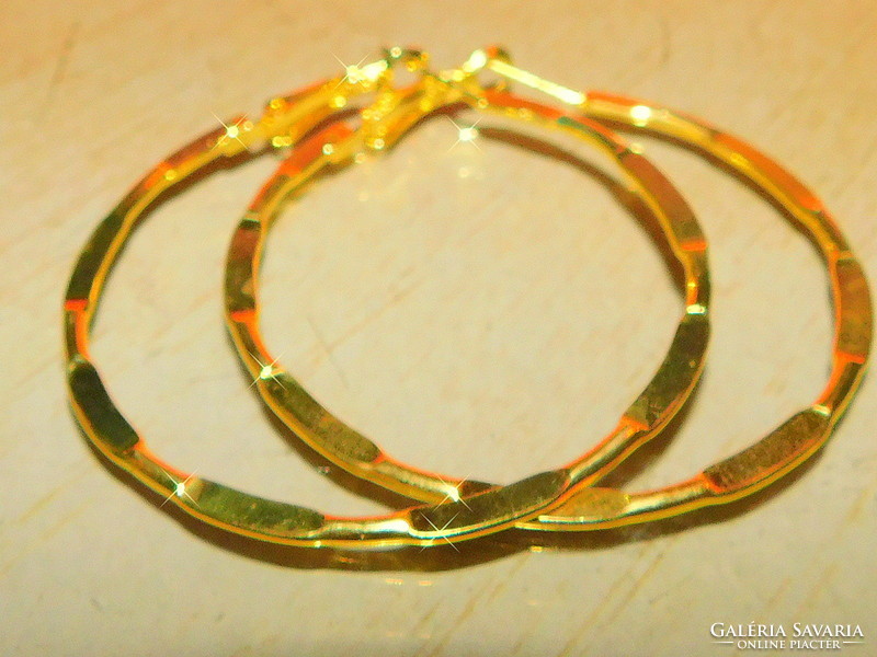Olasz Metszett Arany Gold Filled Karika Fülbevaló - Minőségi Darab 3.5 cm -es