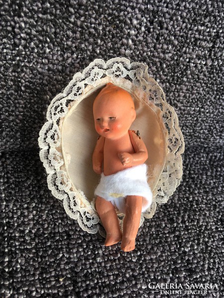 Antique German miniature porcelain doll, 8.5 Cm, marked
