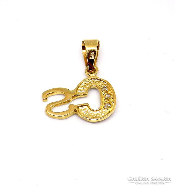 Yellow white gold stone letter pendant (zal-au101115)