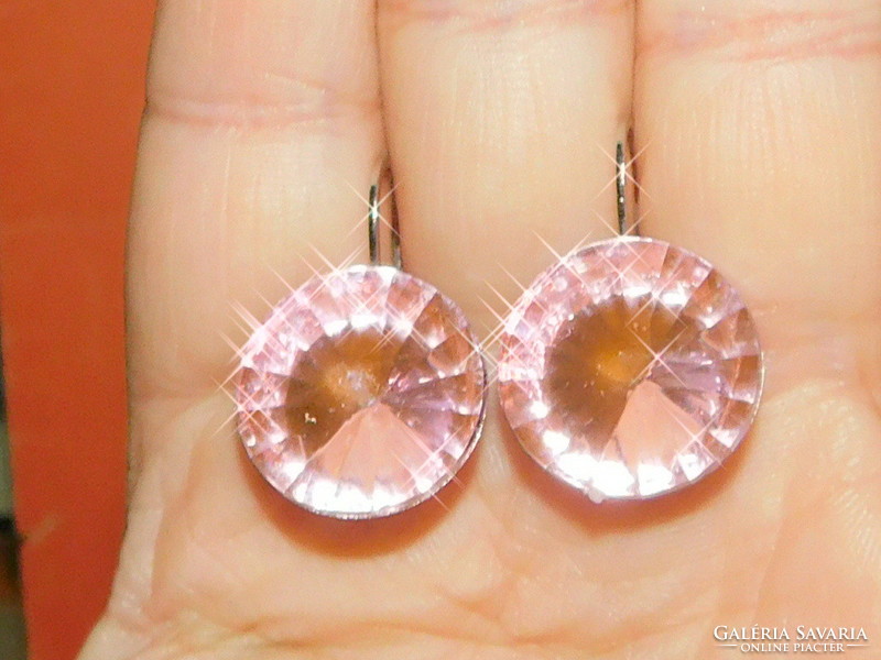 Giant polished pink crystal earrings