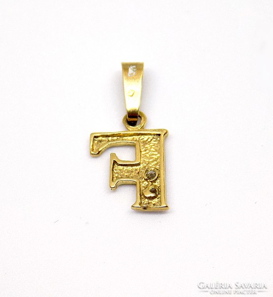 Yellow white gold stone letter pendant (zal-au101105)