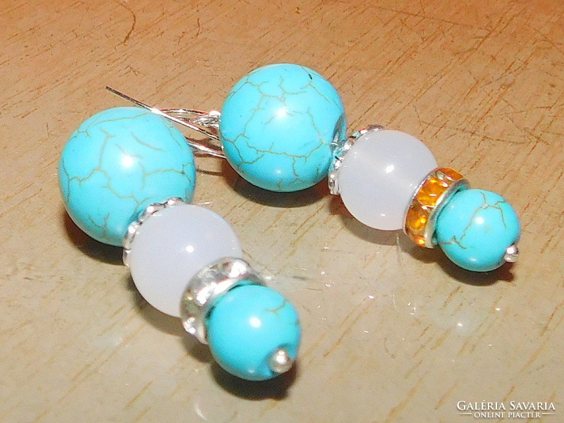 Turquoise opalite mineral stone earrings