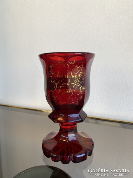 Biedermeier cure glass commemorative glass teplitz