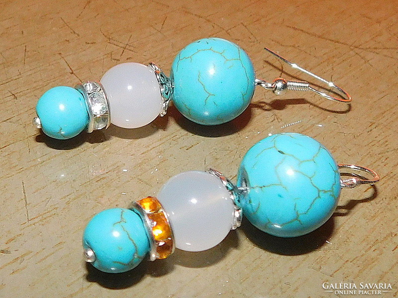 Turquoise opalite mineral stone earrings