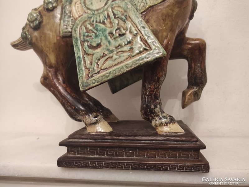 Antik kínai mázfestett terrakotta ló szobor 813