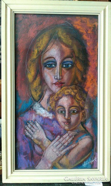 Painter János Józsa with his mother's child