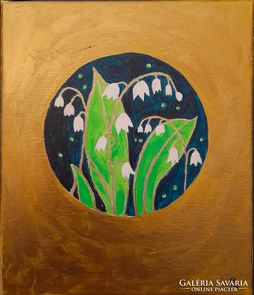 Art deco lily of the valley 25x30cm painting