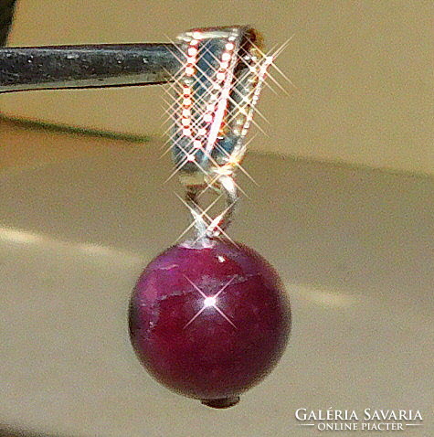 Ruby-zoizite mineral sphere pendant