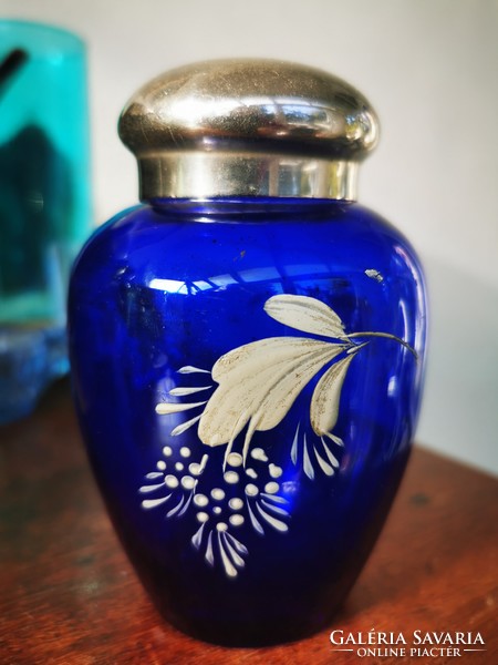 Antique cobalt blue parade perfume bottle