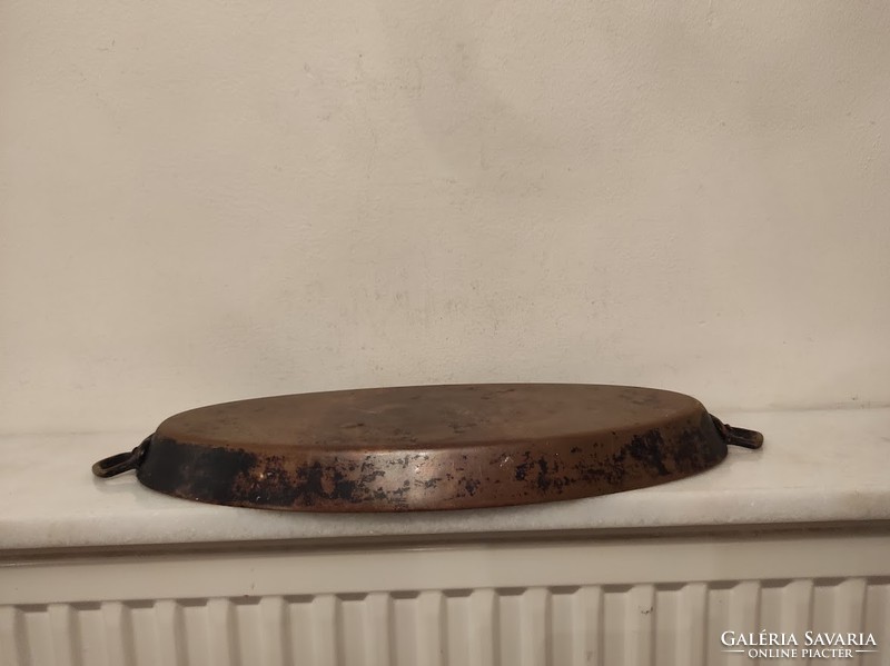 Antique Kitchen Utensil with Thick Walled Tinned Copper Oval Brim 518