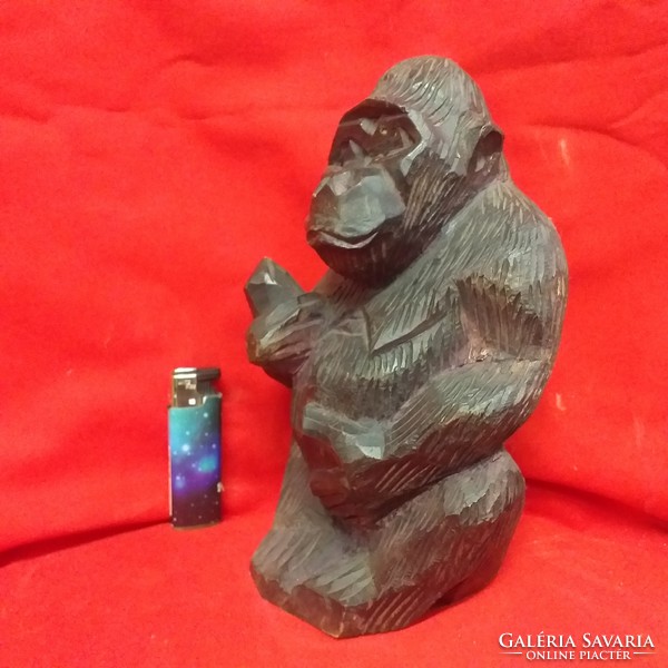 African carved wooden gorilla statue.