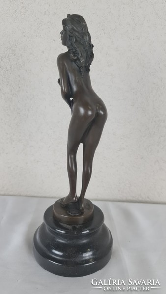A450 naked woman.Erotic bronze statue on a marble base