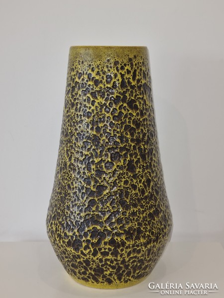 Impressive mid-century German ceramic floor vase with special fat lava glaze-vintage design floor vase