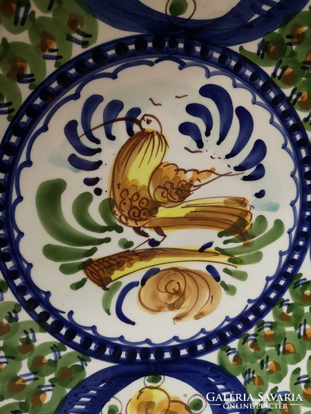 Kézzel festett óriás kerámia tál, gyönyörű spanyol majolika 42 cm