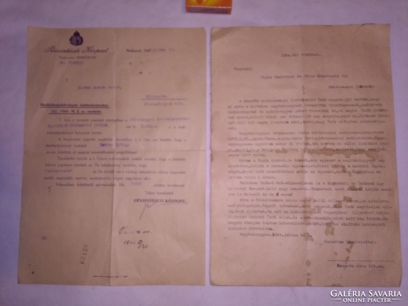 Dokumentumok 1944-ből - hadikölcsönkötvények letétbehelyezése, ....