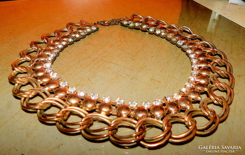 Prestigious crystal copper vintage necklace- old piece
