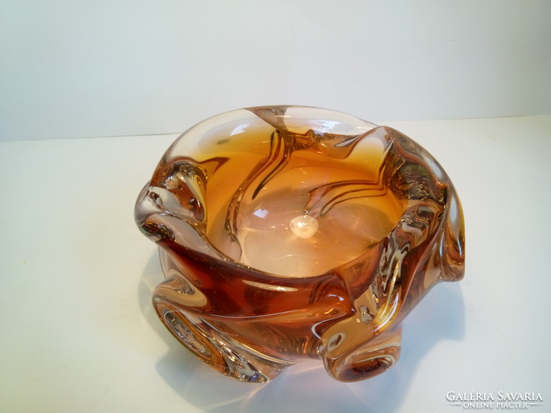 Czech thick-walled glass candy dispenser or ashtray